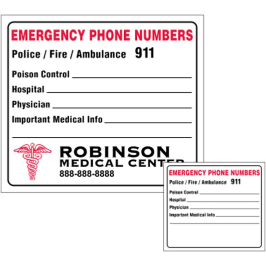3.5" x 4" Emergency Numbers Magnet