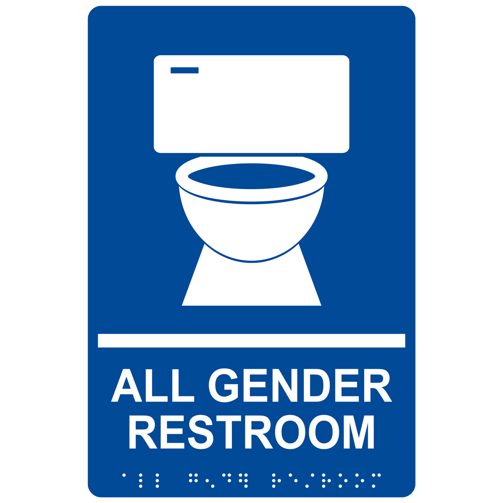 9x6 IN Acrylic Blue ADA Braille ALL GENDER RESTROOM Sign
