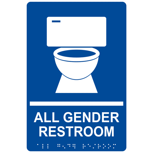 9x6 IN Acrylic Blue ADA Braille ALL GENDER RESTROOM Sign