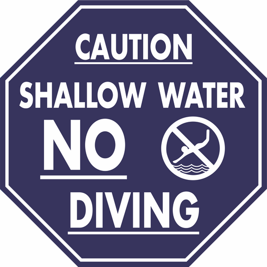 No Diving – Shallow Water Octagon Sign – Aluminum | Available in 36" x 36", 24" x 24", and 18" x 18"